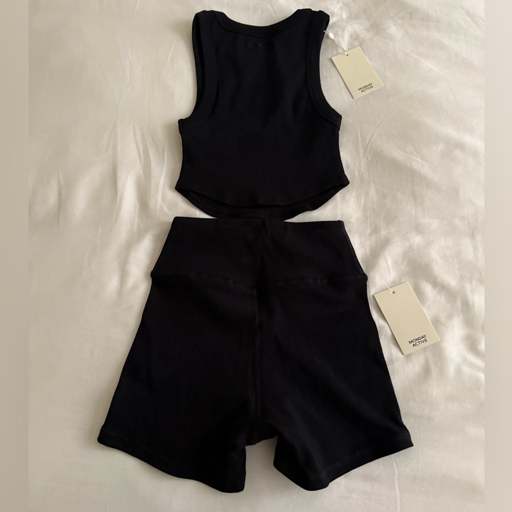 Monday Swimwear Activewear Crop Top and Shorts Set NWT